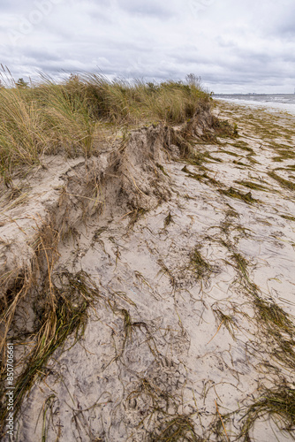 Photography Beach after flood storm in Hundige Denmark 20 October 2023 Koge bugt,