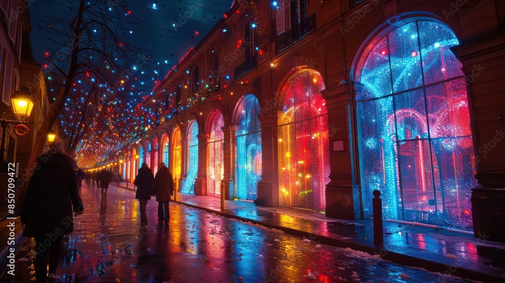 Fototapeta premium Spectacular light displays at Festival of Lights, France.