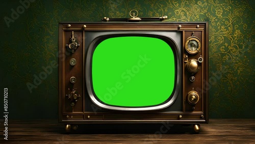 Steampunk Retro Vintage TV with Green Screen Video Loop
