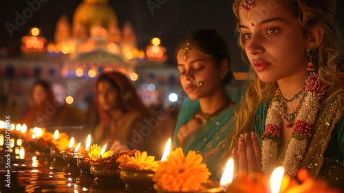 People light candles on Diwali festival India © bird_saranyoo