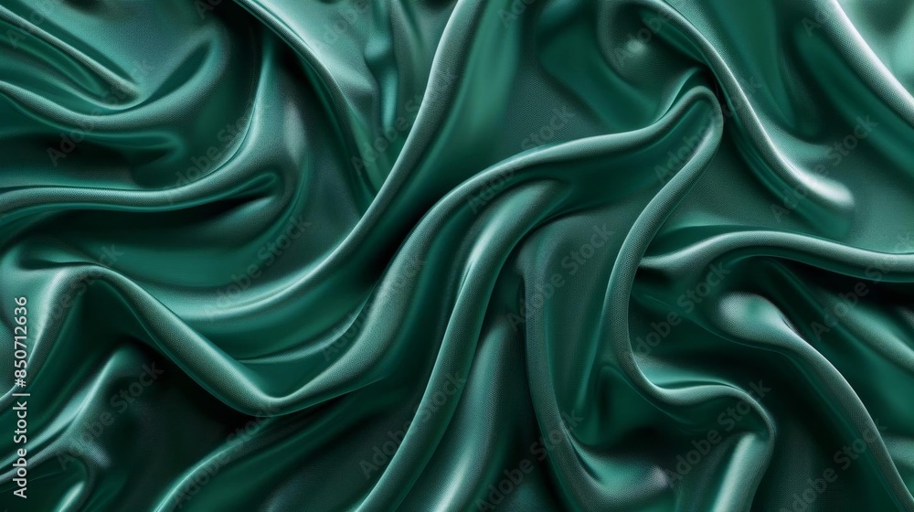 Abstract green silk background with smooth, flowing, and wavy fabric texture, perfect for luxury and elegance themed designs. Abstract green silk background with smooth, flowing, and wavy fabric texture, perfect for luxury and elegance themed designs.