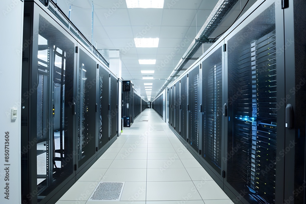Server room interior in data center Server room interior in data center