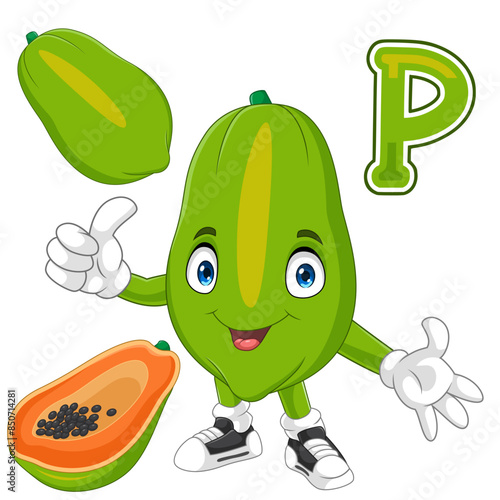 Wallpaper Mural Cartoon cute paw paw papaya fruit giving a thumb up Torontodigital.ca