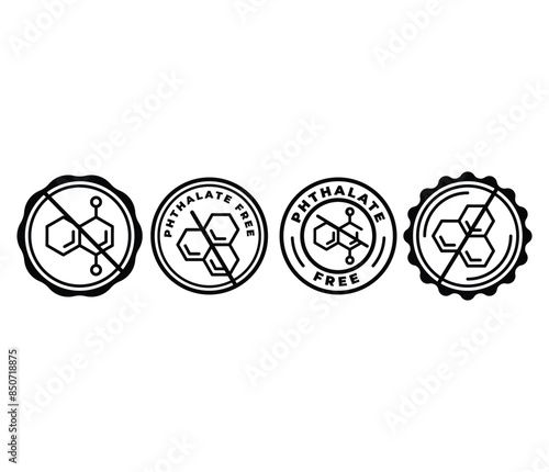 phthalate free icon symbol vector design badge round shape circle black white color template sets
