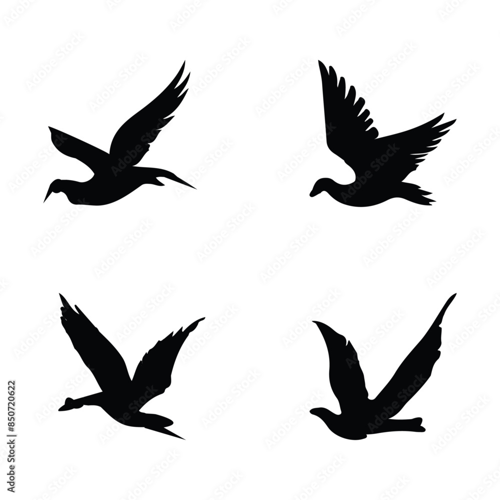 Fototapeta premium Bird Silhouette vector illustration, perfect for logo design, art projects, and graphic design.