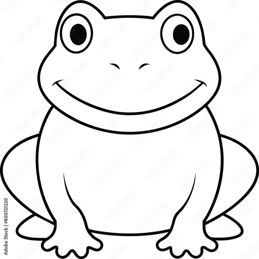Fototapeta premium Frog black and white vector illustration for coloring book