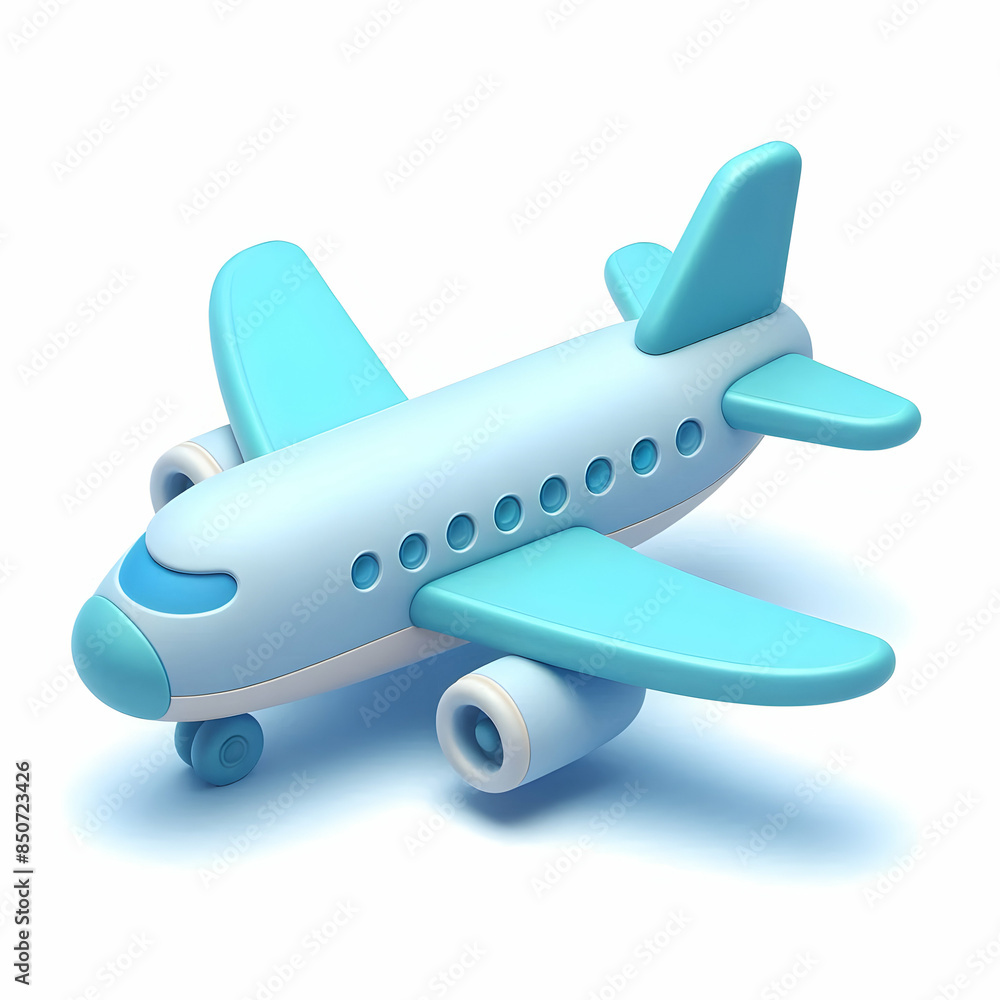 Obraz premium Airplane Icon in 3D Flat Design on White Background with Copy Space Vector Image for Travel and Aviation Concepts
