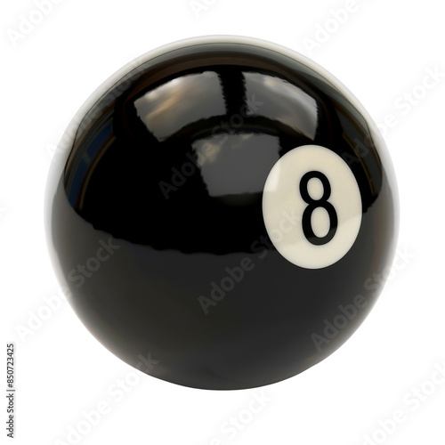 High-quality image of a black eight ball. Perfect for billiards, pool game designs, and gambling-related materials. photo