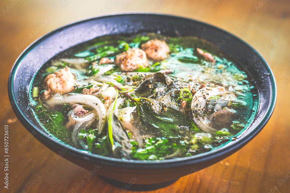 Beef Noodle Soup with sliced beef, beef meatballs,beef brisket, bean sprouts and vegetables Beef Noodle Soup with sliced beef, beef meatballs,beef brisket, bean sprouts and vegetables