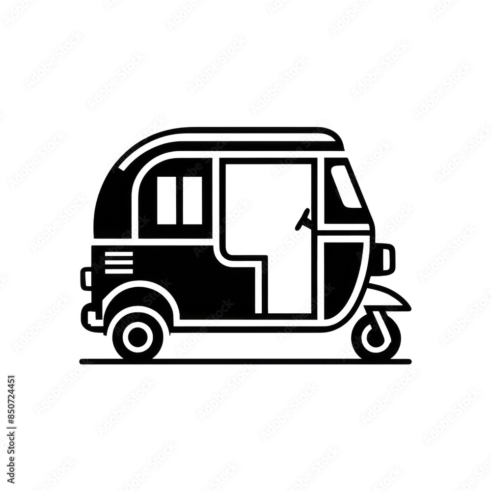 Simple Icon of Auto Rickshaw Vehicles: A Clean and Minimalistic Design for Easy Identification and Use in Urban Transport Graphics
Simple Icon of Auto Rickshaw Vehicles: A Clean and Minimalistic Design for Easy Identification and Use in Urban Transport Graphics