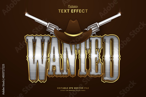 decorative editable wanted gun text effect vector design