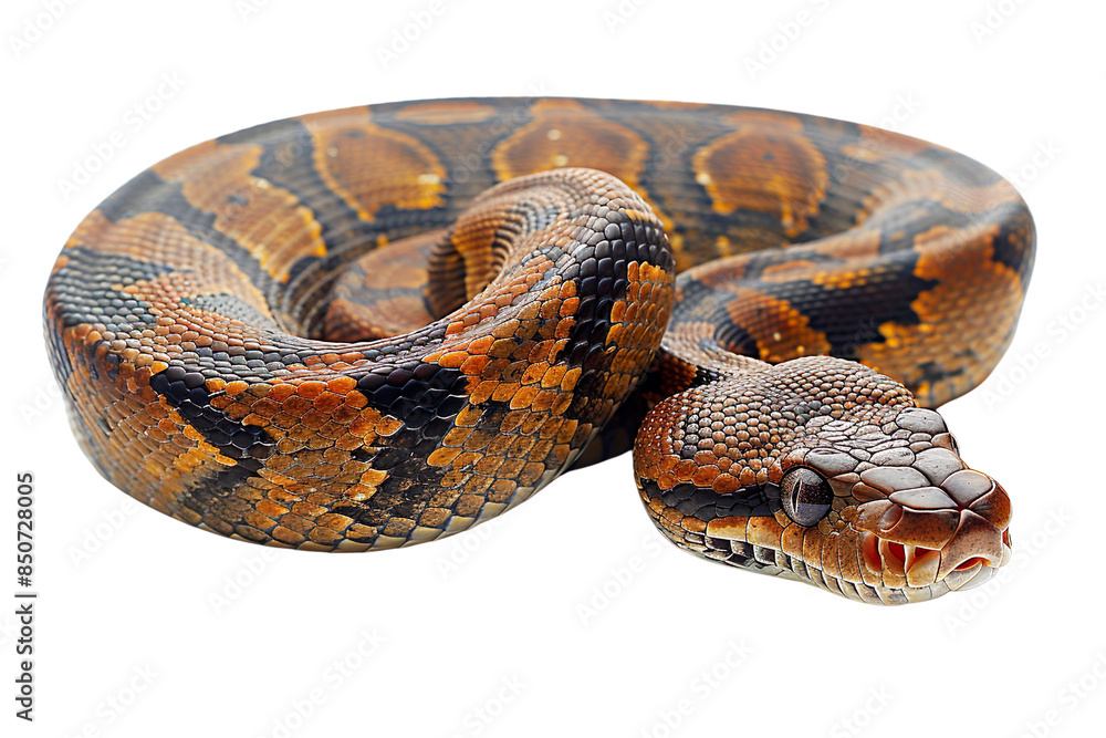 Close up of Ball python snake isolated on white background, , transparent background Close up of Ball python snake isolated on white background, , transparent background