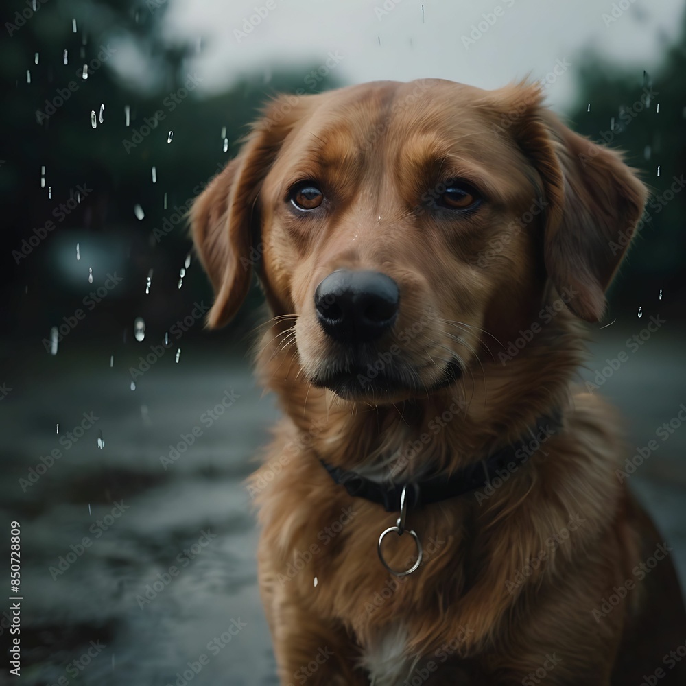 Obraz premium The dog looks sad It's like crying.