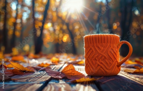 A Warm Drink on a Fall Day in the Woods