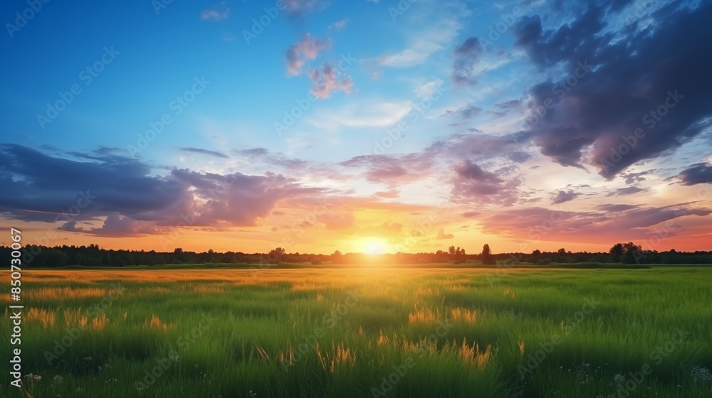 Sunset over the field - Captivating 4K time-lapse: majestic sunrise/sunset landscape with stunning nature's light and rolling colorful clouds. Sunset over the field - Captivating 4K time-lapse: majestic sunrise/sunset landscape with stunning nature's light and rolling colorful clouds.