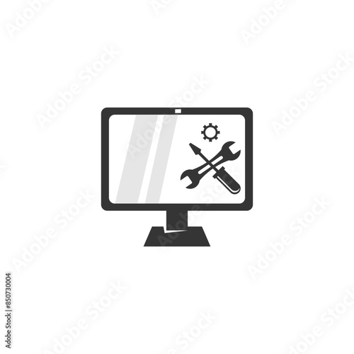 Computer service and repair logo icon vector. Suitable for your design need, logo, illustration, animation, etc.