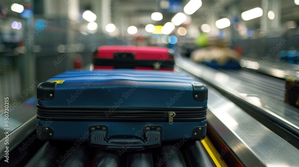 airport conveyor belt with suitcases wide angle lens airport conveyor belt with suitcases wide angle lens