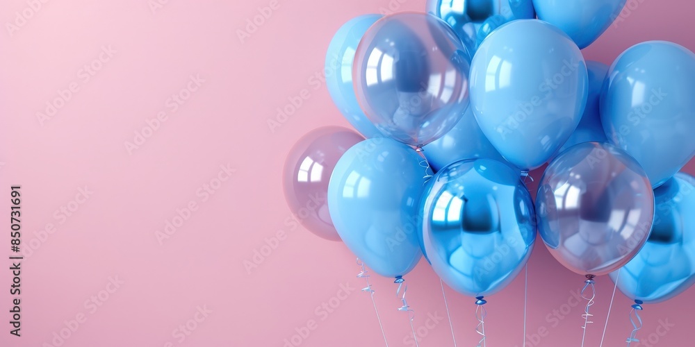 Blue Balloons on a Pink Background Blue Balloons on a Pink Background