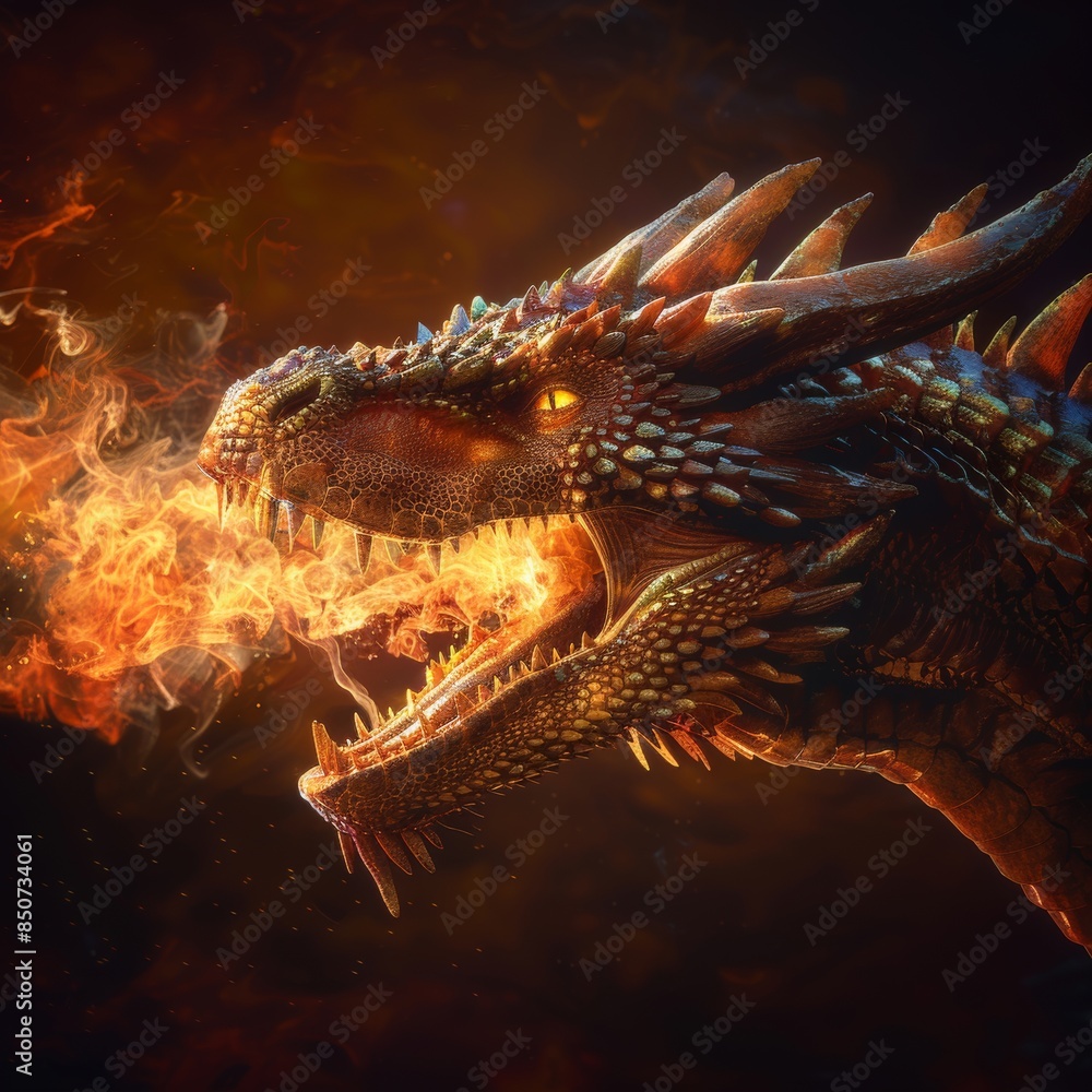 Fototapeta premium Stock created a fantasy dragon with colorful smoke, bright colors, 8K, diffused soft lighting, sharp focus, hyperrealism.