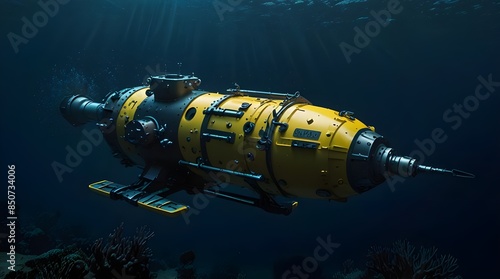 An autonomous underwater vehicle exploding the depths. generative.ai  photo