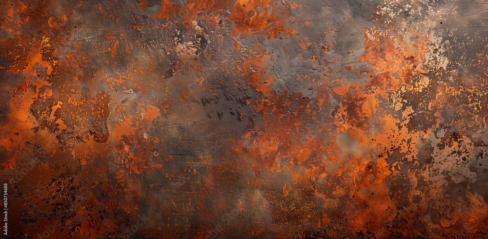 Obraz premium A weathered wall showing extensive rust and peeling paint, creating a grungy background.