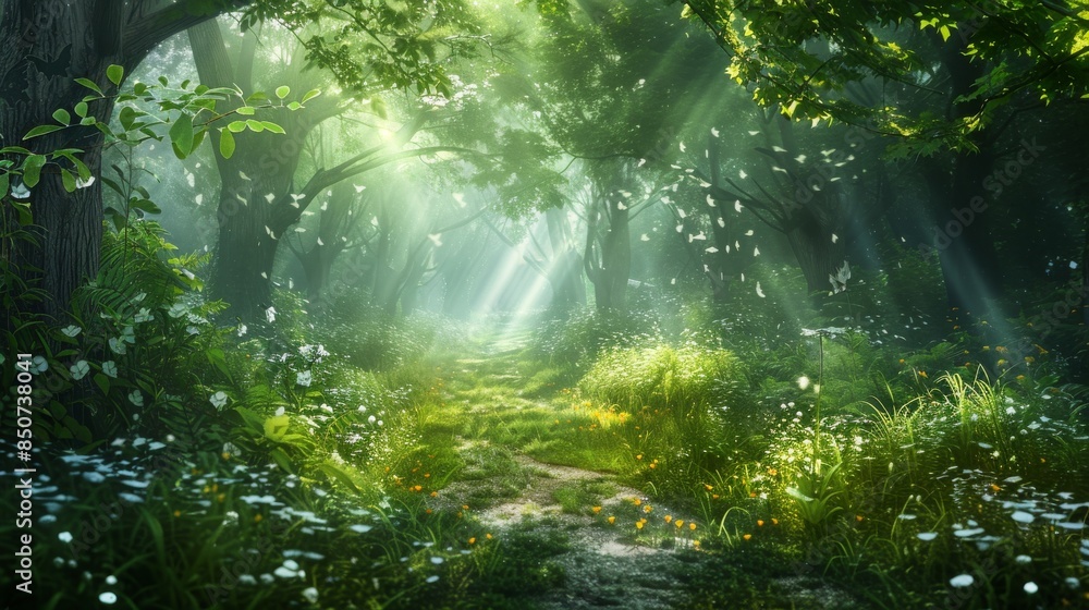 Obraz premium Embraced by an enchanted forest where trees move to make way for wanderers with pure hearts