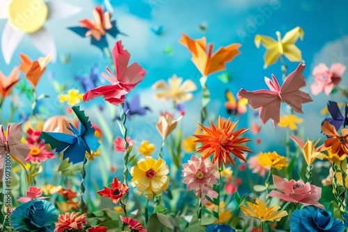 Colorful Paper Flower Garden © nik_yurginson