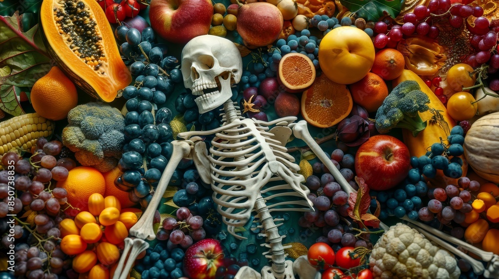 Healthy Vegetables and Fruits Found in a Natural Scene Composed of Human Anatomy Healthy Vegetables and Fruits Found in a Natural Scene Composed of Human Anatomy