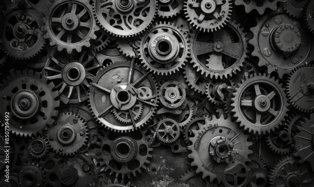 Sepia-toned close-up of interlocking gears and cogs, illustrating the complexity of mechanical engineering. Sepia-toned close-up of interlocking gears and cogs, illustrating the complexity of mechanical engineering.