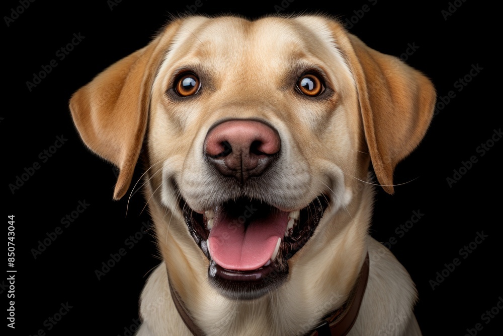 Portrait of a smiling labrador retriever isolated in white background Portrait of a smiling labrador retriever isolated in white background