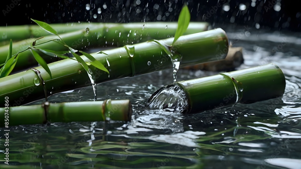 Fototapeta premium 竹と水流/スパの調和