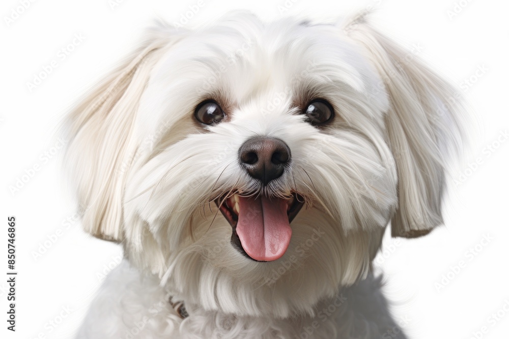 Portrait of a smiling maltese isolated on white background Portrait of a smiling maltese isolated on white background