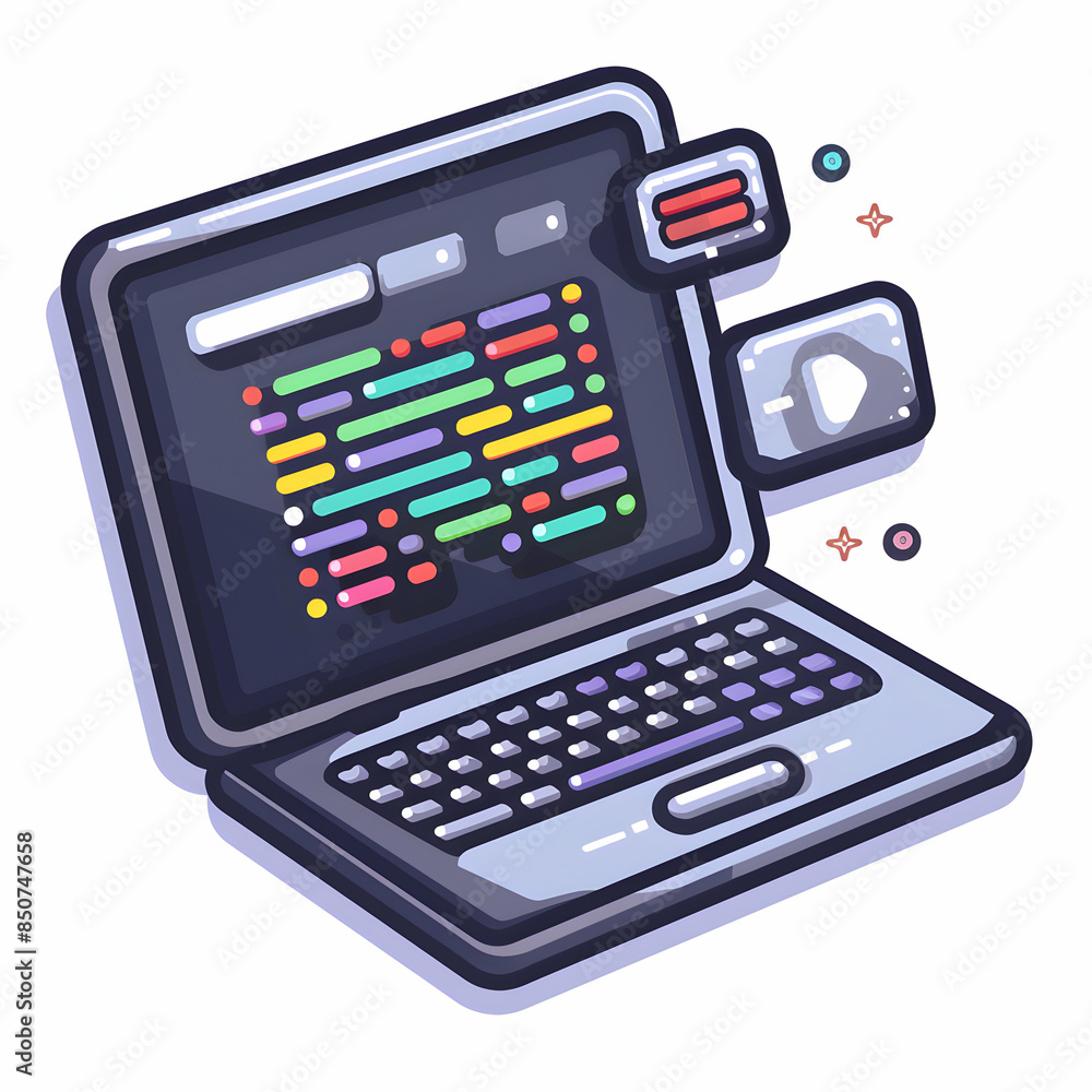 Doodle Line Cartoon Style 3D Flat Icon: Code Snippets Terminal with Blank Area for Text and Graphics Ideal for Depicting Coding Environments, Programming Tools, and Software De Doodle Line Cartoon Style 3D Flat Icon: Code Snippets Terminal with Blank Area for Text and Graphics Ideal for Depicting Coding Environments, Programming Tools, and Software De