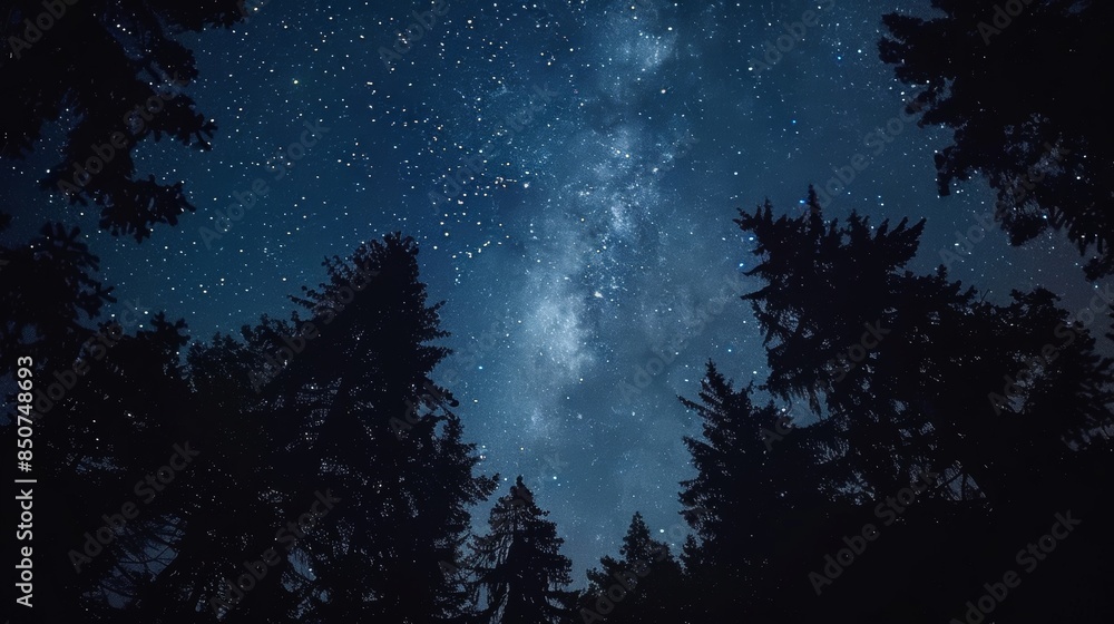 Fototapeta premium The perfect place for stargazing a solar powered forest campsite with limited light pollution allowing campers to see the night sky in all its splendor.
