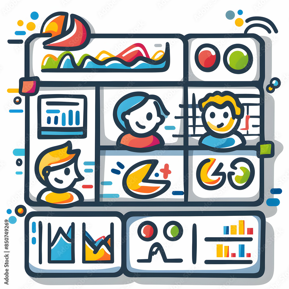 Obraz premium Customizable CRM Dashboard and Data Icon with Branding Space, for CRM and Data Management Designs