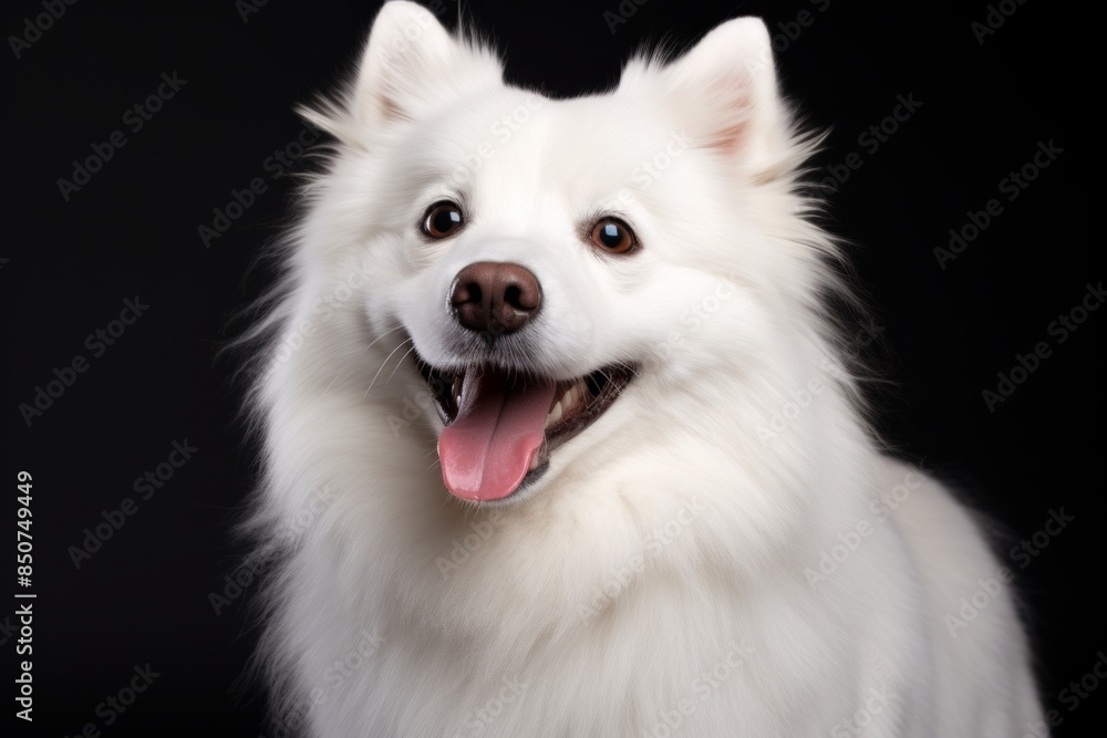 Portrait of a smiling american eskimo dog over white background Portrait of a smiling american eskimo dog over white background
