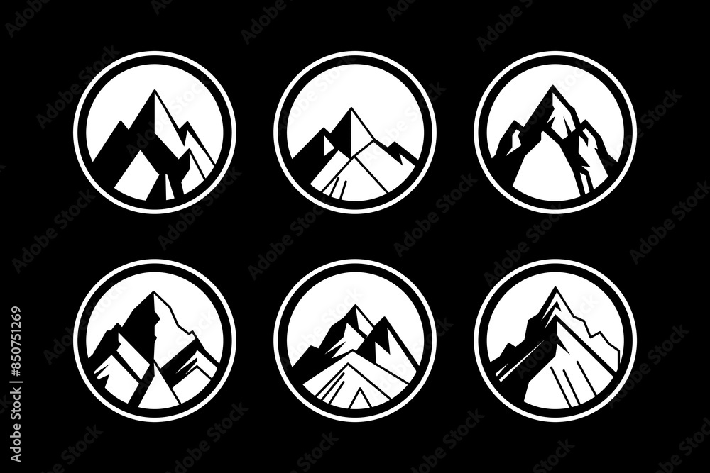 mountain set vector shapes and elements silhouette icon of mountain peaks and hiking mountain set vector shapes and elements silhouette icon of mountain peaks and hiking