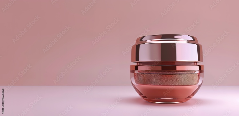A pink glass bottle on a pink background A pink glass bottle on a pink background