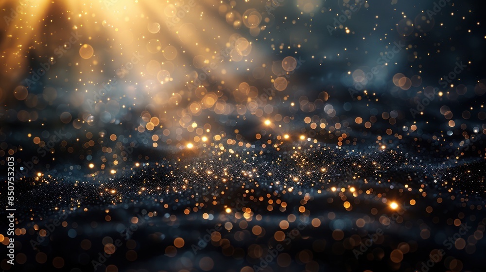 Fototapeta premium Abstract Golden Sparkles on a Dark Background