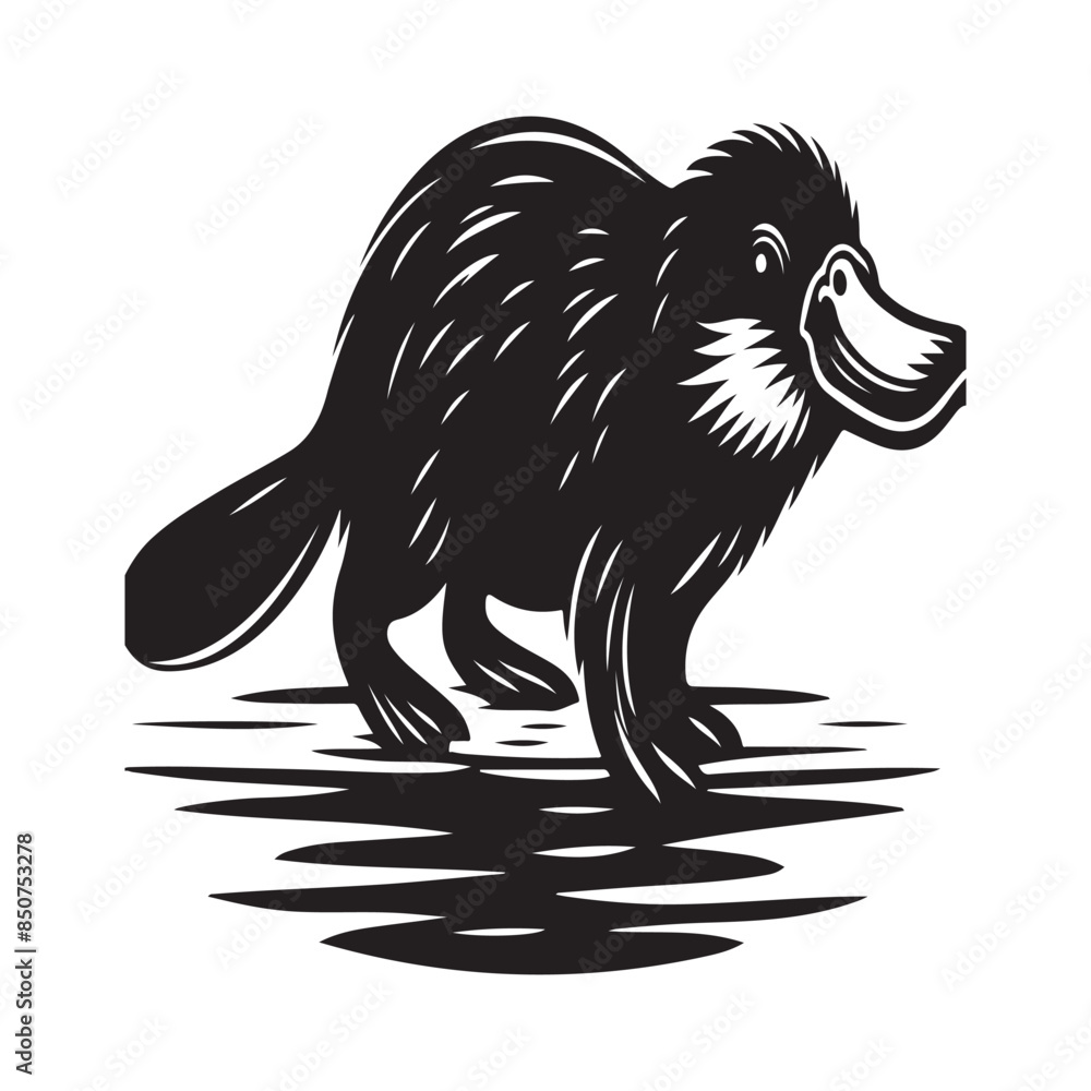 Obraz premium Platypus Silhouette Vector Art Illustration