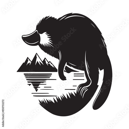 Platypus Silhouette Vector Art Illustration
