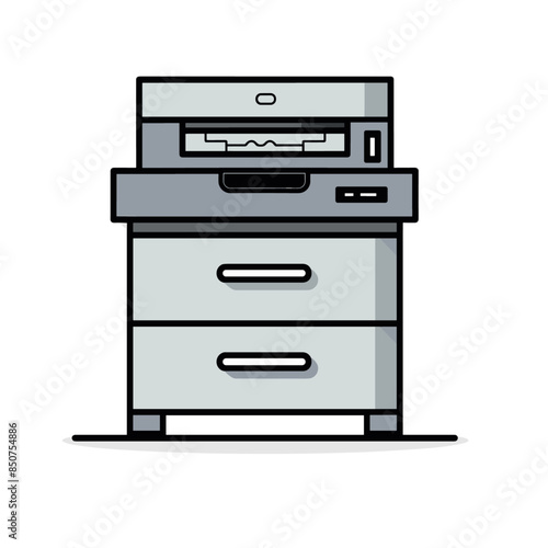 flat vector illustration of an office printer on top of three drawers