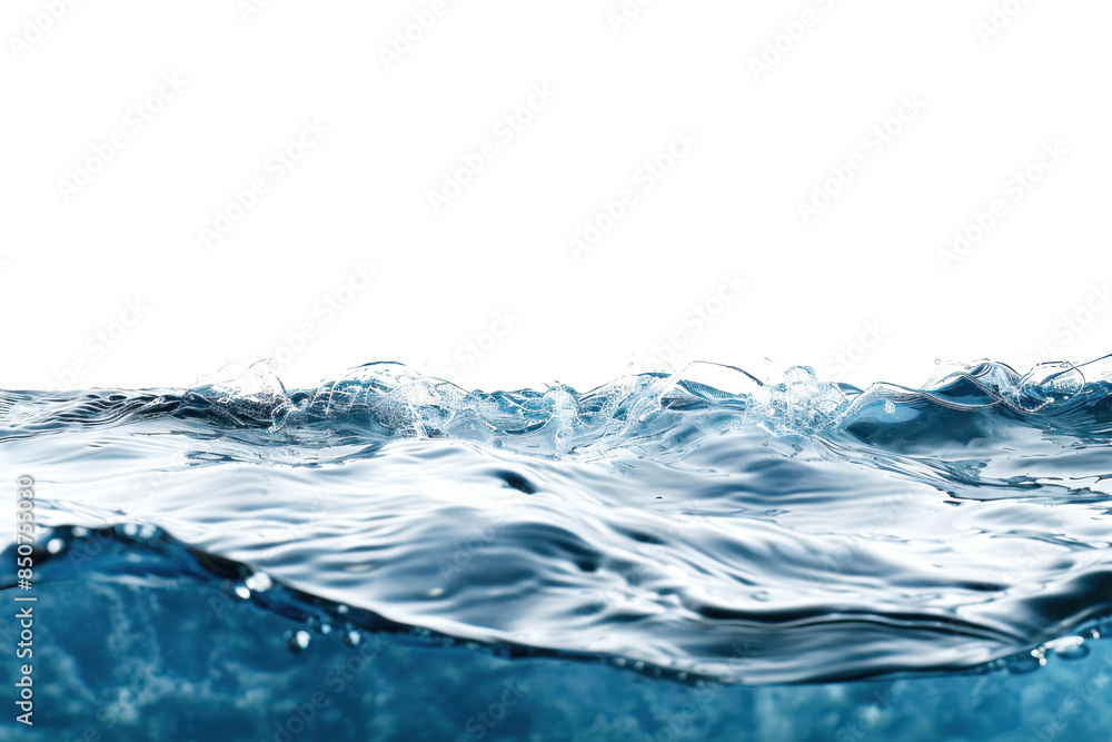 Crystal clear water surface with ebb and flow movement on transparent background Crystal clear water surface with ebb and flow movement on transparent background