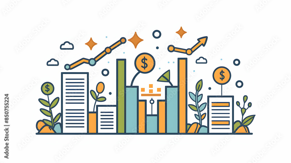 3D Flat Icon Financial Growth Illustration with Customizable Text Space Ideal for Presenting Financial Plans and Investment Strategies 3D Flat Icon Financial Growth Illustration with Customizable Text Space Ideal for Presenting Financial Plans and Investment Strategies