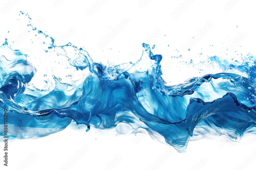 Crystal clear blue horizontal water streak with movement on transparent background Crystal clear blue horizontal water streak with movement on transparent background