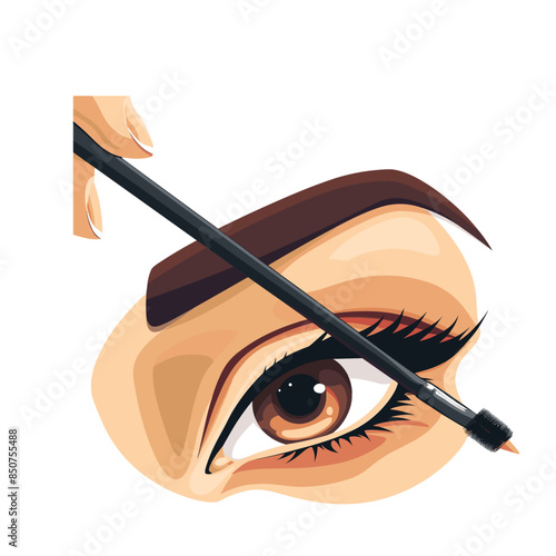 A cartoon illustration shows an eye as eyeliner is being applied, with a close up view of the black pencil