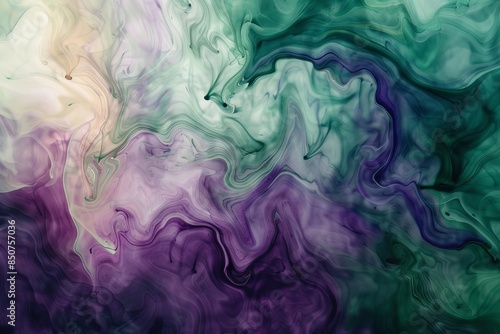 Background made with purple, green, and white alcohol ink. Design created using stock artificial intelligence © Maxim Borbut