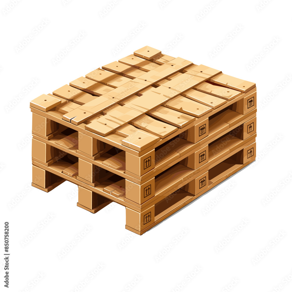 Wooden pallets for cargo and product packaging, isometric Wooden pallets for cargo and product packaging, isometric