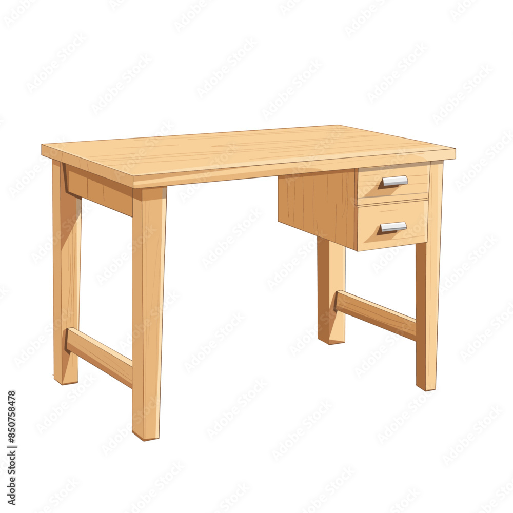 A simple vector illustration of an office desk with two drawers on the right side A simple vector illustration of an office desk with two drawers on the right side