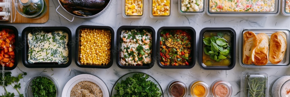 Healthy Meal Prep Containers On A Marble Countertop Healthy Meal Prep Containers On A Marble Countertop